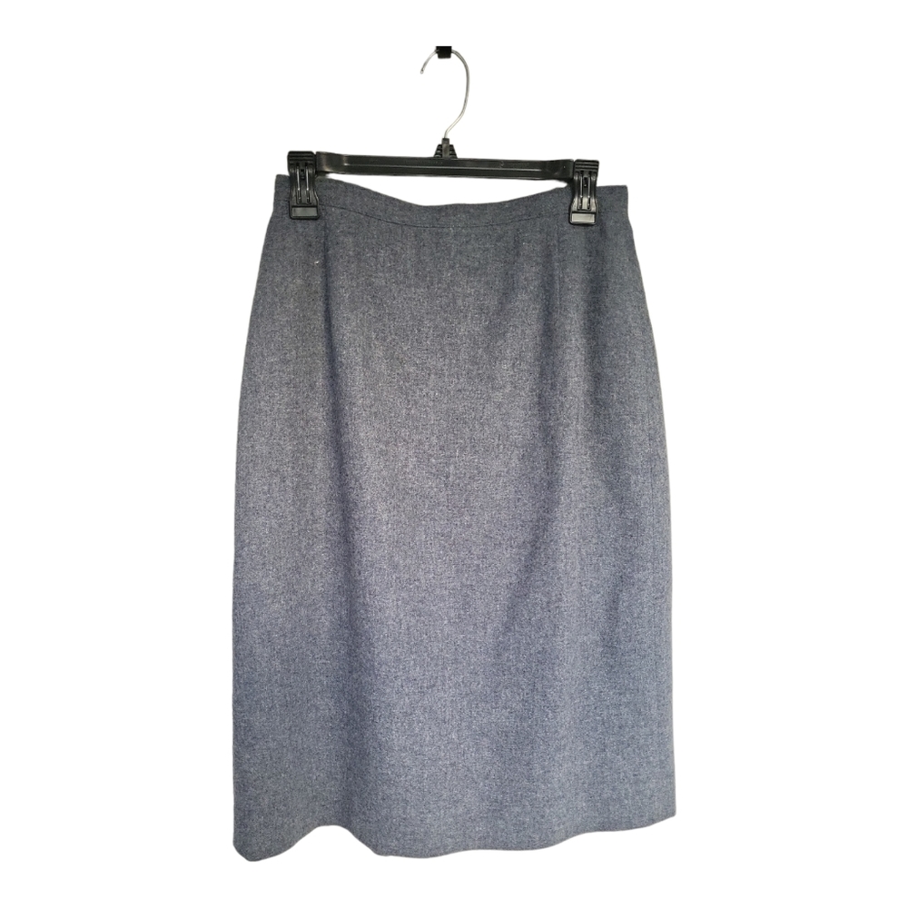 Vintage Lady Hardwick Grey Wool A-Line Midi Skirt 28" Waist